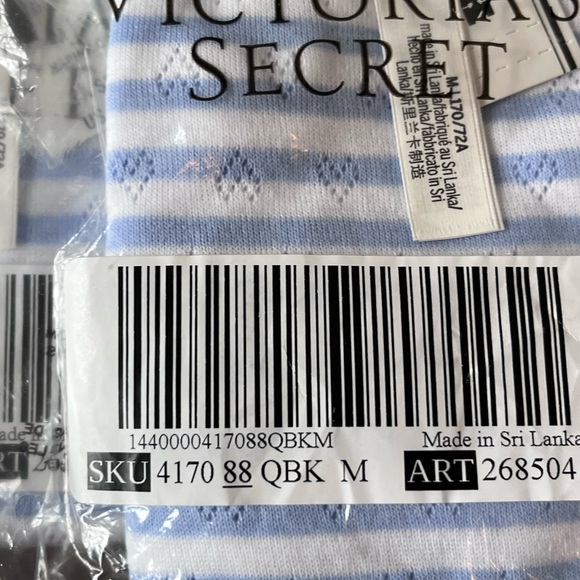 Victoria's Secret White and Blue Striped Cotton Pointelle Boy Shorts - Picture 3 of 3